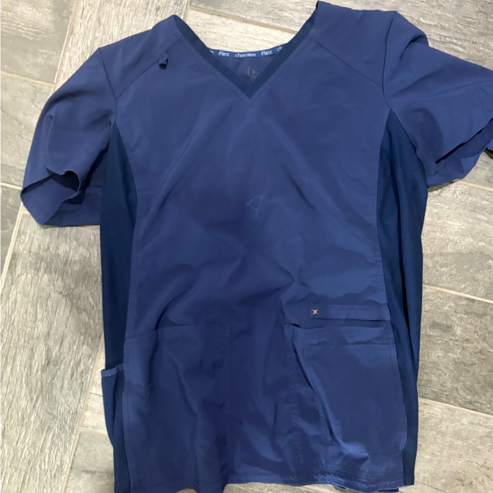 Cherokee Navy Blue Scrub Top Size large